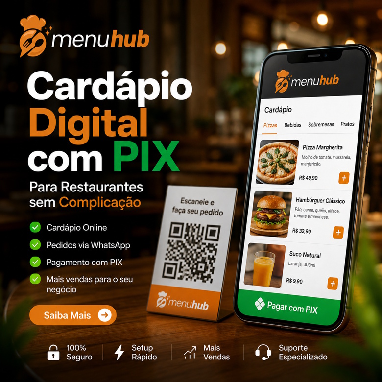 Cardápio Digital com PIX para Restaurantes sem Complicação