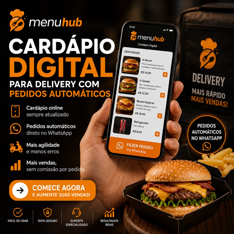 Cardápio Digital para Delivery com Pedidos Automáticos