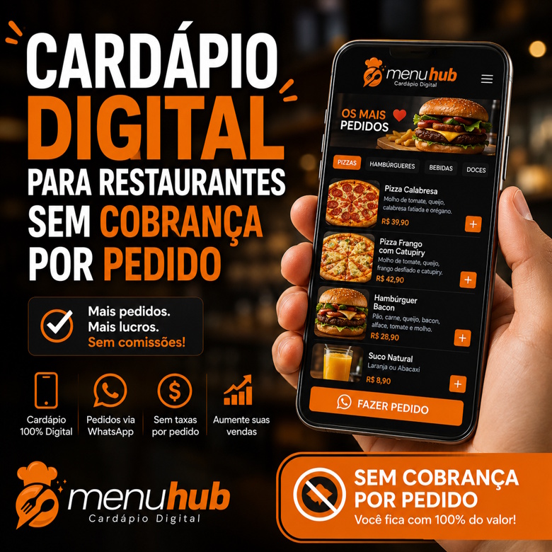 Cardápio Digital para Restaurantes sem Cobrança por Pedido