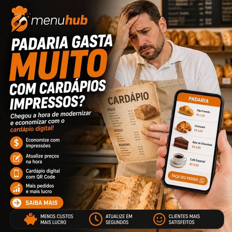 Padaria gasta muito com cardápios impressos?