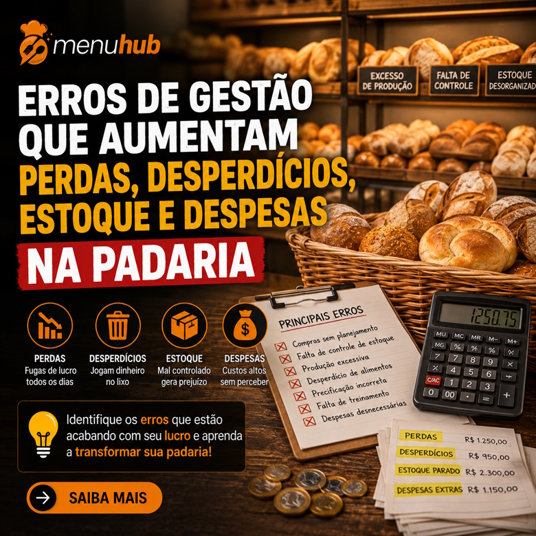 Erros de gestão que aumentam perdas, desperdícios, estoque e despesas na padaria